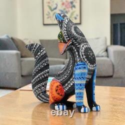 Hand Carved Coyote Alebrije Oaxaca Mexican Folk Art Wood Sculpture
