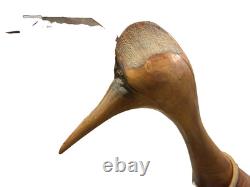 Hand Carved Driftwood Sculpture Bird on Steel Legs by James P. Morton