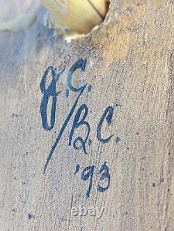 Hand Carved Early Century Style Bird Folk Art Sculpture Driftwood Base Signed