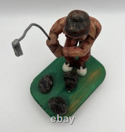 Hand Carved Expressive Disgruntled Golfer Folk Art Statue 9 Signed 1978 Vintage