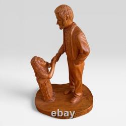 Hand Carved Father Stanley Rother Folk Art Shepherd Wood Sculpture Vintage