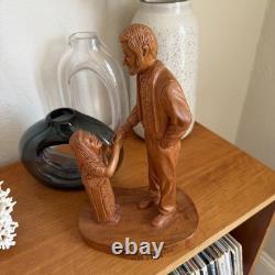 Hand Carved Father Stanley Rother Folk Art Shepherd Wood Sculpture Vintage