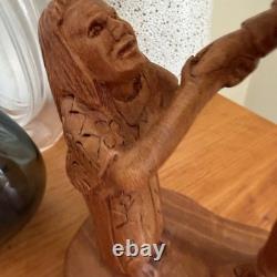 Hand Carved Father Stanley Rother Folk Art Shepherd Wood Sculpture Vintage