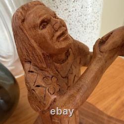 Hand Carved Father Stanley Rother Folk Art Shepherd Wood Sculpture Vintage