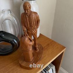 Hand Carved Father Stanley Rother Folk Art Shepherd Wood Sculpture Vintage