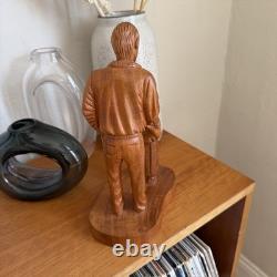 Hand Carved Father Stanley Rother Folk Art Shepherd Wood Sculpture Vintage