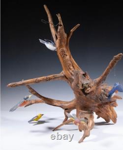 Hand Carved Folk Art Bird Tree