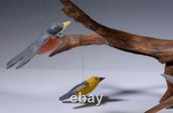 Hand Carved Folk Art Bird Tree
