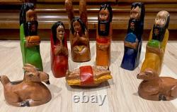 Hand Carved Folk Art Nativity! Signed By Artist Adrian McLean! Beautiful