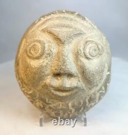 Hand-Carved Folk Art Stone Face Effigy Sculpture Early 20th Century
