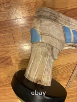 Hand-Carved Folk Art Wood Footstool w SNEAKER SHOE STOOL AGE UNKNOWN WOW