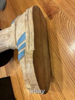 Hand-Carved Folk Art Wood Footstool w SNEAKER SHOE STOOL AGE UNKNOWN WOW