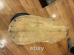 Hand-Carved Folk Art Wood Footstool w SNEAKER SHOE STOOL AGE UNKNOWN WOW