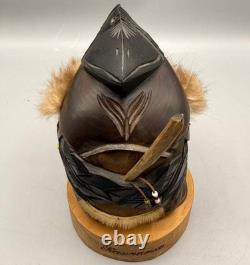 Hand-Carved Kutkh Raven Spirit Wood Sculpture Kamchatka Signed V. Paramoshin