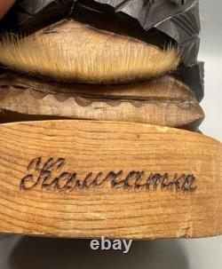 Hand-Carved Kutkh Raven Spirit Wood Sculpture Kamchatka Signed V. Paramoshin