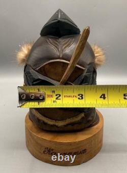 Hand-Carved Kutkh Raven Spirit Wood Sculpture Kamchatka Signed V. Paramoshin
