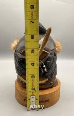 Hand-Carved Kutkh Raven Spirit Wood Sculpture Kamchatka Signed V. Paramoshin