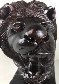 Hand Carved Lion Bookends folk art sculpture Black Forest Style