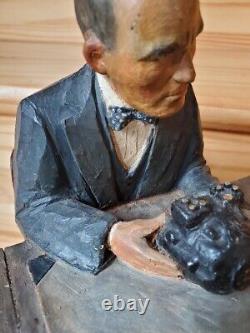 Hand Carved Original Wood Carl Hallsthammar Folk Art Figural Sculpture Rare