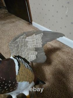 Hand-Carved & Painted Wood Duck Wall Mount Diorama by David Ward 1990 Folk Art