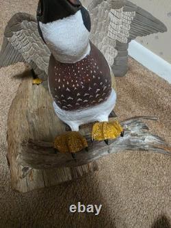 Hand-Carved & Painted Wood Duck Wall Mount Diorama by David Ward 1990 Folk Art