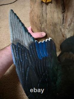 Hand-Carved & Painted Wood Duck Wall Mount Diorama by David Ward 1990 Folk Art