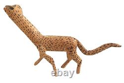 Hand Carved/Painted Wood Oaxaca Animal/Cheetah/Cat, Arturo Lopes 13 Naive Vtg