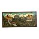 Hand Carved Painted Wood Relief Panel Alpine Village Scene Folk Art 42x19.5