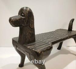 Hand-Carved Postmodernism Dog Footstool, Stephen Huneck Folk Art, circa 2000
