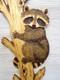 Hand Carved Raccoon Cub Peeking Around Tree Wall Art Kit Wood Carving Chainsaw