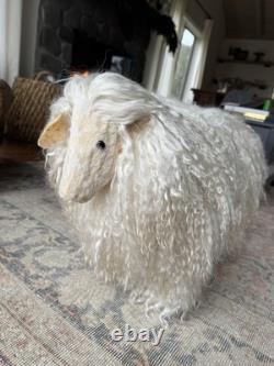 Hand-Carved Ray Growler Sheep Sculpture Rustic Folk Art 23 Long