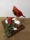 Hand Carved Realistic Cardinals Wood Sculpture Folk Art