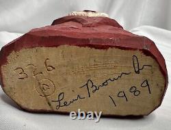 Hand Carved Santa Claus Lewis Brown Jr 1989 Folk Art Christmas Decor Signed