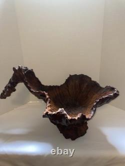 Hand Carved Solid Wood Sculpture Bowl