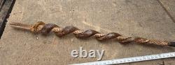 Hand Carved Vine Walking Stick Snake Folk Art BB Eyes Spider Web 41 Cane