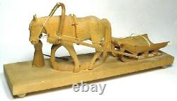Hand Carved WOOD Horse Sleigh Person Sled Folk Art RUSSIAN Holiday DECORATION