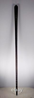Hand Carved Walking Stick Vintage Folk Art Hardwood