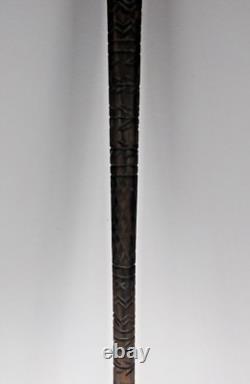 Hand Carved Walking Stick Vintage Folk Art Hardwood