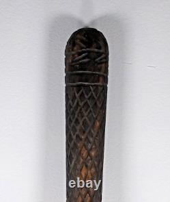 Hand Carved Walking Stick Vintage Folk Art Hardwood