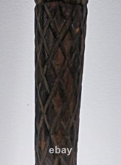 Hand Carved Walking Stick Vintage Folk Art Hardwood