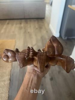 Hand Carved Wood Abstract Sculpture 5 Musician Figures 12 Tribal Folk Art