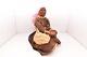 Hand Carved Wood Antique Doll Old Woman Jointed Arms Carved American Folk Art