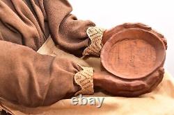 Hand Carved Wood Antique Doll OLD Woman Jointed Arms Carved American FOLK ART