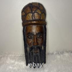 Hand Carved Wood Bob Marley Jamaican Wall Folk Art Hanging Rastafarian Vintage