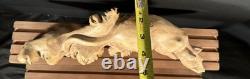 Hand Carved Wood Burl Cat Feline Sculpture Indonesian Folk Art Unique 1/1