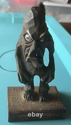 Hand Carved Wood Dovregubbens Hall King Troll Figurine Norwegian Folk Art
