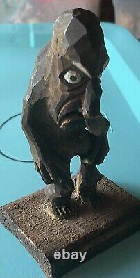 Hand Carved Wood Dovregubbens Hall King Troll Figurine Norwegian Folk Art