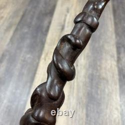 Hand Carved Wood Figural Ceremonial Staff Open Hand Snake Woman 31 Folk Art