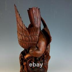 Hand Carved Wood Folk Art American Eagle Sculpture