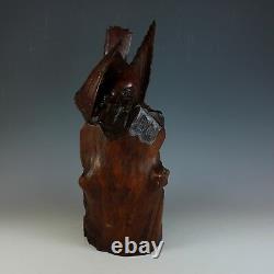 Hand Carved Wood Folk Art American Eagle Sculpture